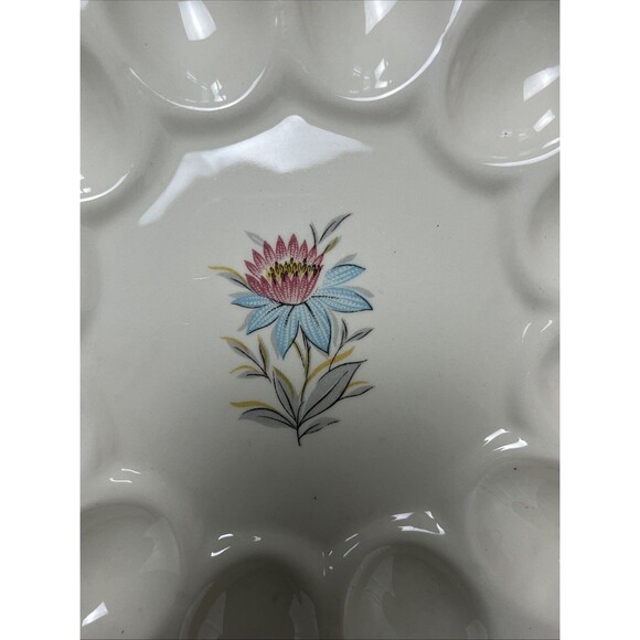 Vintage Steubenville Pottery Deviled Egg‎ Platter Easter MCM 9" - Picture 2 of 5